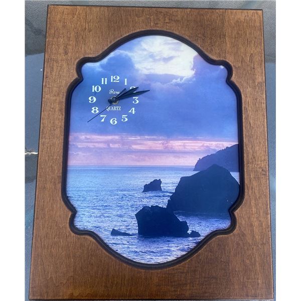 Rose Quartz Wall Clock with Seascape, 20" x 15.5"