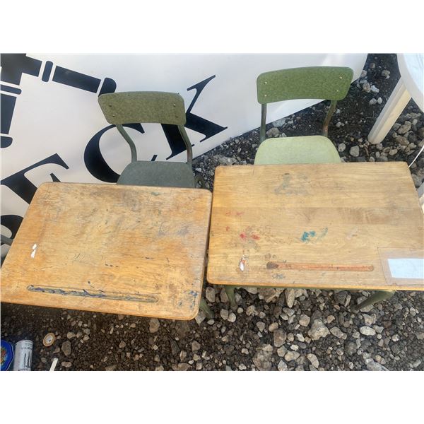 School Desks, 22" and 15" Wide, Wood and Metal
