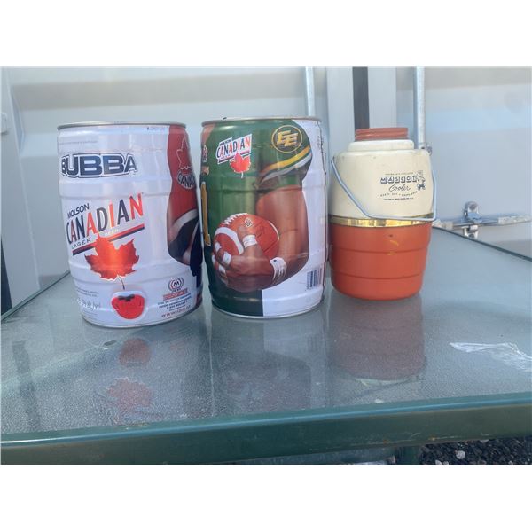 Molson Canadian Mini Kegs and Mascot Cooler Lot