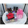 Image 1 : 2 Pairs Hiking Boots, Dog Apparel, Toy Boats, Assorted Ribbon