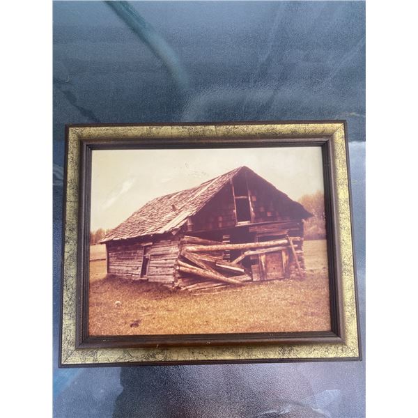 Framed Photograph of Old Wooden Barn 14x17 Inches