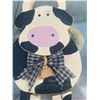 Image 4 : Wooden Cow Farmhouse Wall Hanging With Bow and Bell