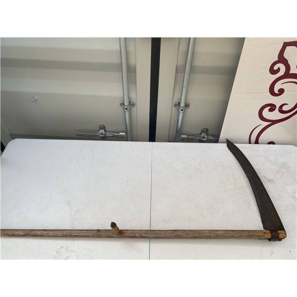 Scythe with 5ft Wooden Handle and Metal Blade