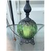 Image 2 : Table Lamp with Green Glass Base and White Shade
