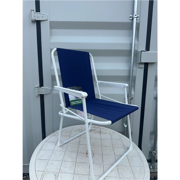 Spring Tension Folding Chair With Steel Frame and Polyester Seat