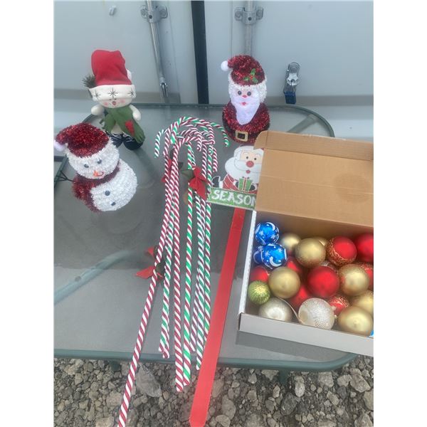 Christmas Decorations Lot With Ornaments And Figures