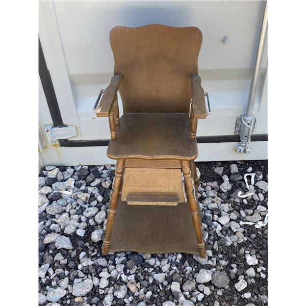 Wooden Convertible High Chair with Tray and Footrest