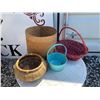Image 1 : Basket and Tub Lot, Wood, Wicker, and Plastic