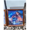 Image 3 : Four Framed and Unframed Completed Puzzles: Wolves, Woman, Portrait