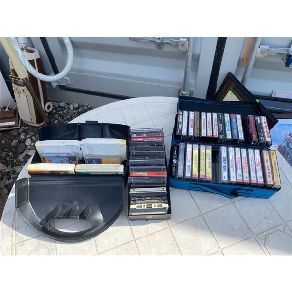 Cassette Tapes and 8-Track Cartridges in Cases