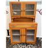Image 1 : Two-Piece Wood Hutch With Glass Doors and Drawer