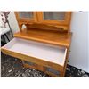 Image 5 : Two-Piece Wood Hutch With Glass Doors and Drawer