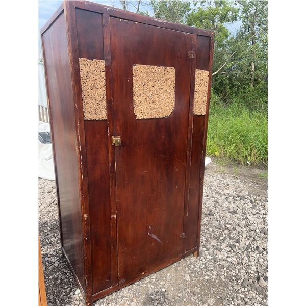 Wood Wardrobe Cabinet with Cork Board Panels, 71" x 39" x 26"