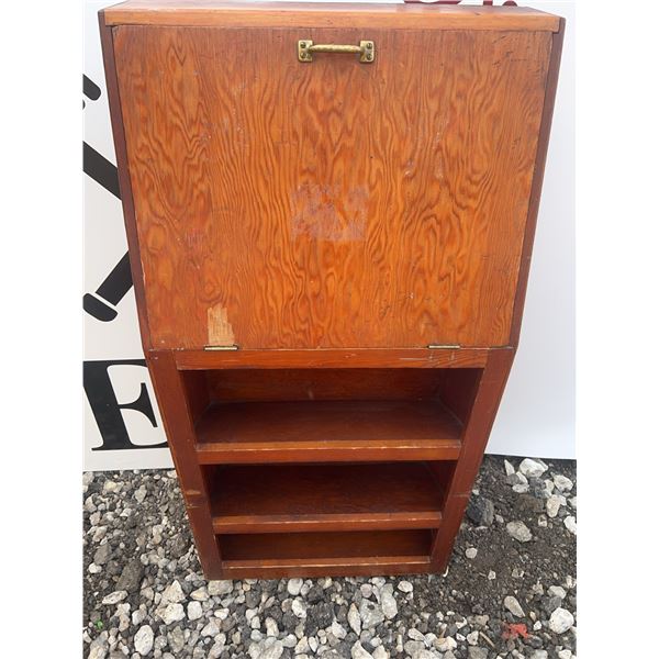 Wooden Drop-Front Secretary Cabinet, 50”H x 24.5”L x 11”W