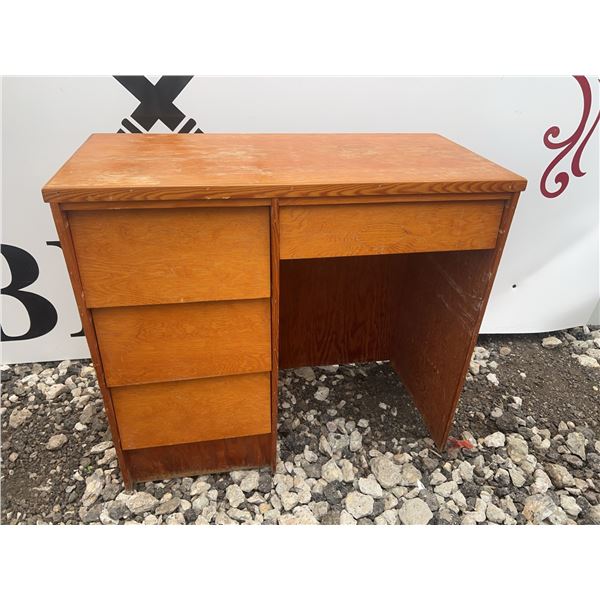 Wood Desk with 4 Drawers, 34” x 16” x 30.5”