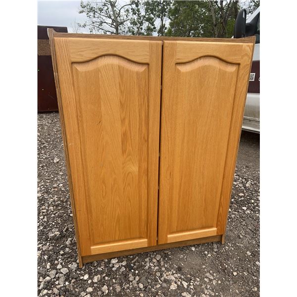 Two-Door Wood Grain Cabinet, 46”H x 34.5”L x 12.5”W