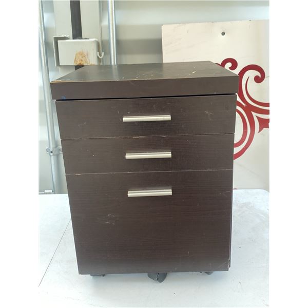 Dark Brown 3-Drawer Mobile File Cabinet 16" x 17.5" x 22.5"