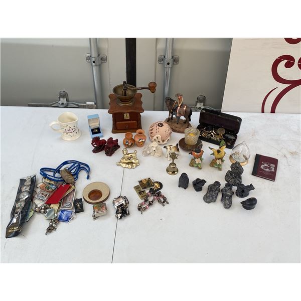 Lot: Watches, Jewelry, Figurines, Coffee Grinder, And Collectibles