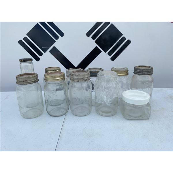 Canadian Glass Mason Jars With Lids, Lot of 10