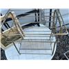 Image 3 : Lot: Black Wooden Shelf, Brass Magazine Rack, Frames, Painting
