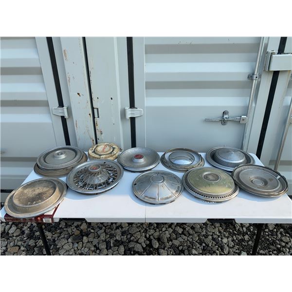 Vintage Car Hubcaps and Wheel Covers, 11 Pieces