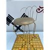 Image 4 : Wire Frame Chair With Fabric Seat and Playing Card Design Board