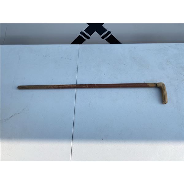 Wooden Walking Cane with Antler Handle