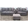 Image 1 : Grey Microfiber Sofa Set With Ottoman, Two Sizes Included