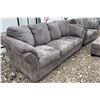 Image 2 : Grey Microfiber Sofa Set With Ottoman, Two Sizes Included