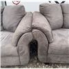 Image 7 : Grey Microfiber Sofa Set With Ottoman, Two Sizes Included