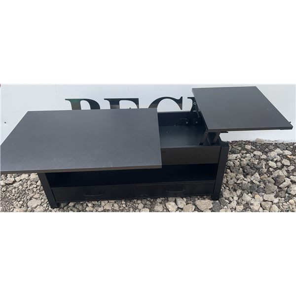 Lift-Top Black Storage Coffee Table, 20” x 37” x 19.5”