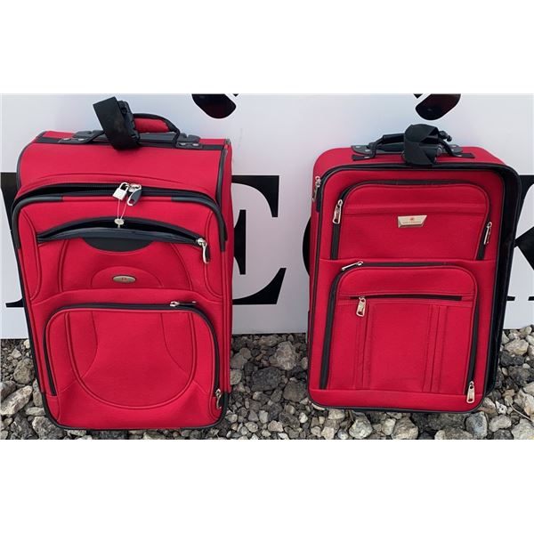 2 Air Canada Red Soft Shell Rolling Suitcases