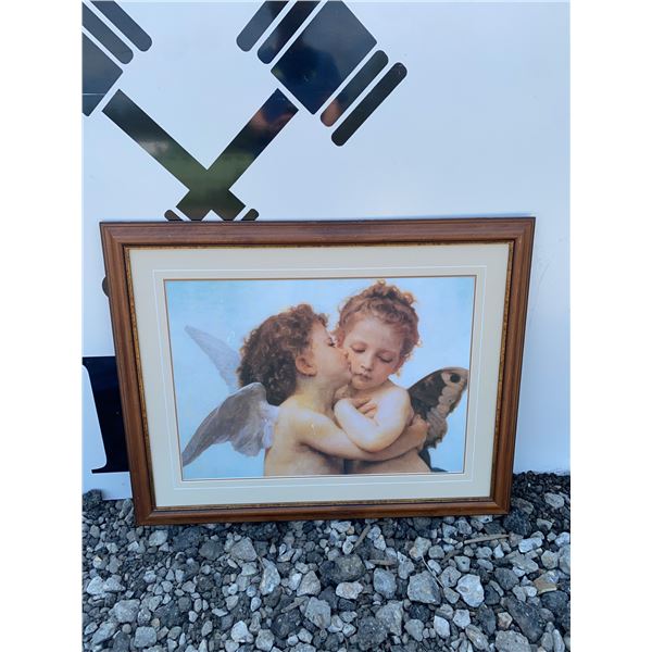 Framed Print of Bouguereau's 'The First Kiss', 37" x 29"