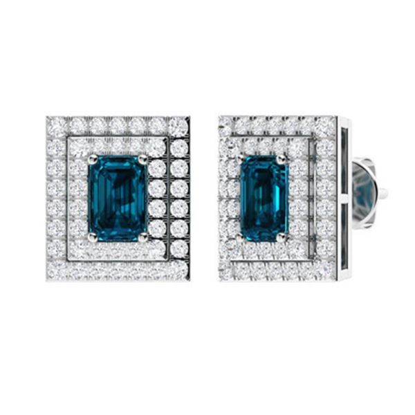 Gold Natural  London Topaz Diamonds EarStuds