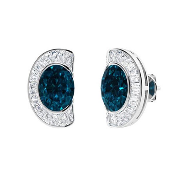 Gold Natural London Topaz Diamonds EarStuds