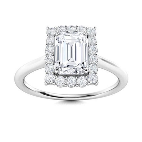 Gold & Lab Octagon Diamond 3.50 Cts Ring - E/VVS