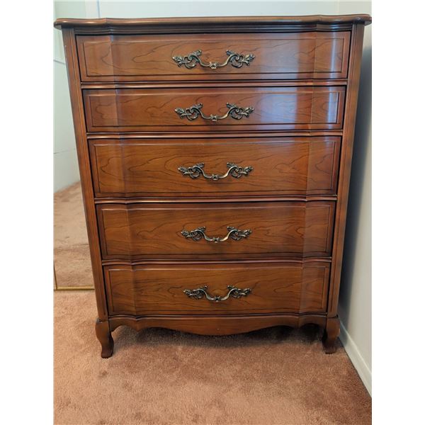 Malcolm Cherry Wood Five-Drawer Tallboy Dresser
