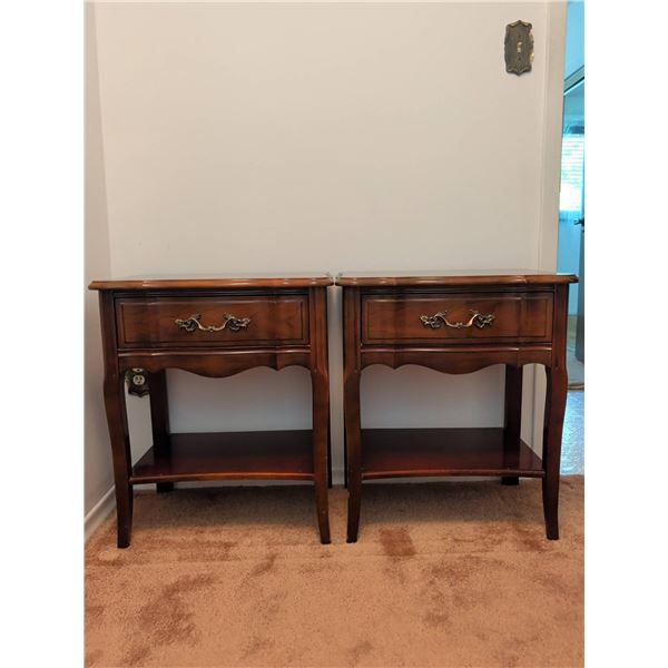 Malcom Cherry Nightstands w/ Brass Handles & Lower Shelf