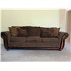 Image 1 : Over stuffed Plush Microfiber 3 Seat Sofa w/ Carved Embelishments