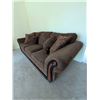 Image 3 : Over stuffed Plush Microfiber 3 Seat Sofa w/ Carved Embelishments