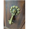 Image 5 : Walnut-Finish Wood Cabinet with Brass Pulls