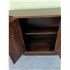 Image 6 : Walnut-Finish Wood Cabinet with Brass Pulls