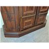Image 8 : Walnut-Finish Wood Cabinet with Brass Pulls