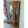 Image 2 : Solid Oak Corner Curio Cabinet w/ Overhead Light