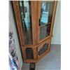 Image 4 : Solid Oak Corner Curio Cabinet w/ Overhead Light
