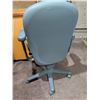 Image 9 : Compact Desk with Woodgrain Top and Blue Fabric Office Chair