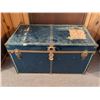 Image 1 : Blue Metal Steamer Trunk with Brass Hardware