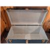 Image 6 : Blue Metal Steamer Trunk with Brass Hardware