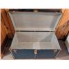 Image 7 : Blue Metal Steamer Trunk with Brass Hardware