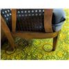 Image 6 : Wood Framed Wingback Chair with Blue Tufted Upholstery and Cane Sides